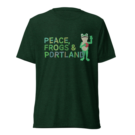 New! Peace, Frogs & Portland Super soft premium tri-blend tee